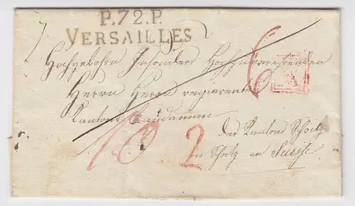 Frankreich ca. 1825, "P.72.P. Versailles" auf Auslands Brief i.d. Schweiz. #2494