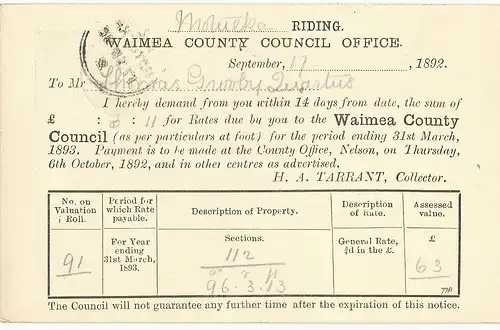 Neuseeland, "UNCLAIMED" auf 1d Ganzsache m. rücks. Zudruck ab K1 Motueka 