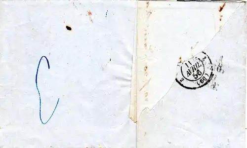 Sachsen 1856, K2 LEIPZIG u. L1 UPA3eR auf Brief m. Frankreich Portostpl. "7"