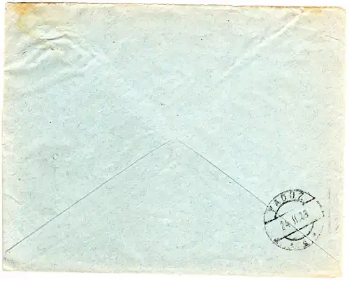 Österreich 1923, 4er-Block 400 K. auf Brief v. Innsbruck n. Liechtenstein.