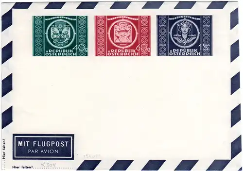 Österreich 1949, 75 Jahre UPU, ungebr. Privat Ganzsache Aerogramm