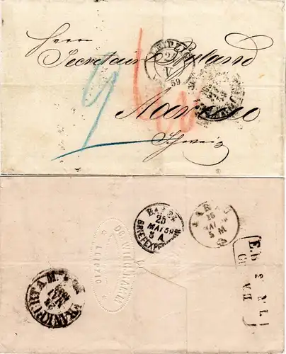 Sachsen 1859, K2 LEIPZIG auf Porto Brief via Taxis u. Baden Bahnpost i.d Schweiz