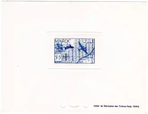 Marokko Mi. Nr. 287, Épreuve Luxe 5+5 Fr. Poste Aerienne m. Landkarte