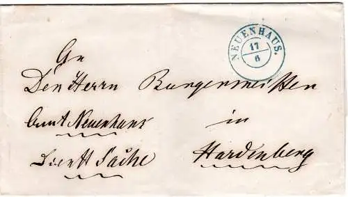 Hannover, K2 NEUENHAUS auf portofreiem Auslands Brief n. Hardenberg, NL.