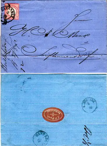DR 1872, 1 Gr auf Brief m. Sachsen-K2 HERRNHUT via Österreich n. Seifhennersdorf