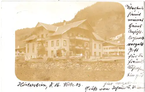 Bayern 1903, Posthilfstelle HINTERSTEIN Taxe Bad Oberdorf auf Foto-AK m. 5 Pf