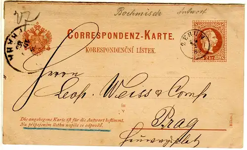 Österreich 1883, 2 Kr. Frageteil Ganzsache m. Fingerhut Stpl. ZEHUN