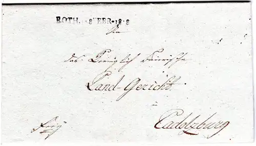 Bayern 1818, L1 ROTH m. Datum auf Franko Brief v. Belmbrach n. Cadolzburg. 