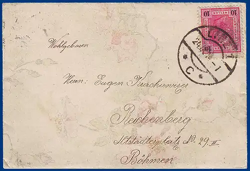 Österreich 1904, Linz (Oö), Zierbrief m. Blümchenmuster. #S833