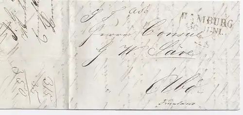 Hamburg Finnland 1840,  Brief m. rückseitigen Portovermerken. #1696