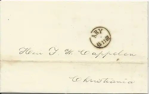 Schweden 1861, K1 ABY auf Porto Brief  v. Klippan n. Norwegen. #3015