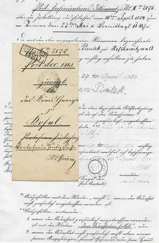 Preussen 1854, K2 Ratiborer Hammer Bahnh. auf Post Insinuations Dokument