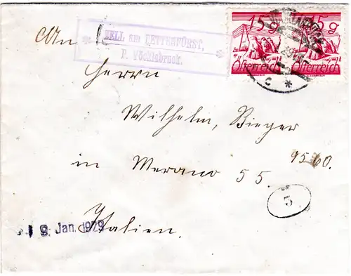 Österreich 1929, Brief m. Posthifstelle Zell am Pettenfürst P. Vöcklabruck 