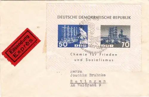 DDR 1963, Block 18, Chemische Industrie auf Ersttags Reko Brief v. Berlin W8