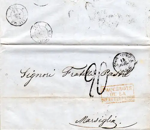 Französ. Levante 1854, Paquebots De La Mediterranée auf Brief v. Constantinople