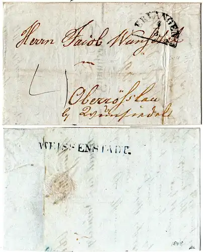 Bayern 1848, HKS ERLANGEN auf Porto Brief n. Oberrösslau b. Wunsiedel