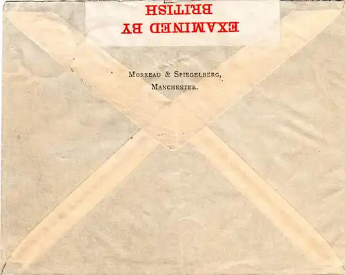 DR 1920, Rheinlandbesetzung, 15 Pf. Germania auf Brief v. Köln m. brit. Zensur