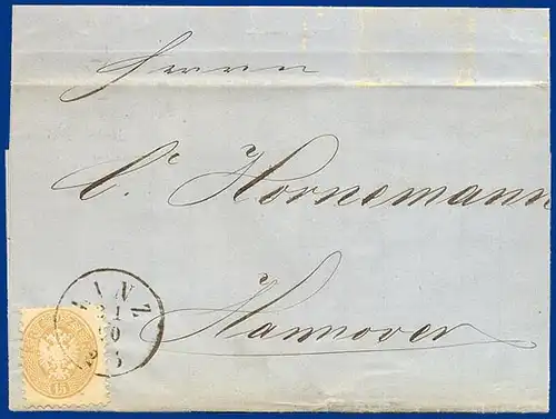 Österreich 1866, 15 Kr. auf Brief v. LINZ ins Königreich Hannover. #S455