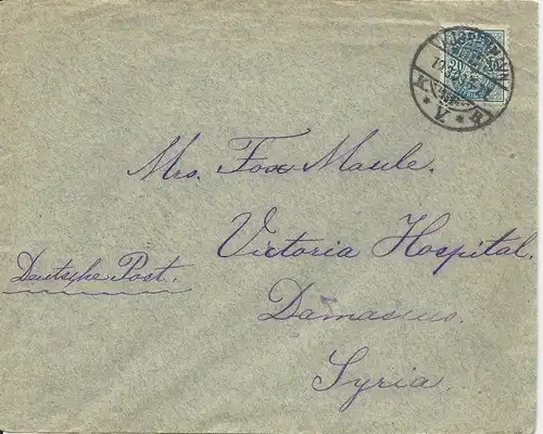 Dänemark 1903, 20 öre auf Brief via Constantinopel n. Syrien. Destination!