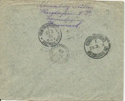 Dänemark 1903, 20 öre auf Brief via Constantinopel n. Syrien. Destination!