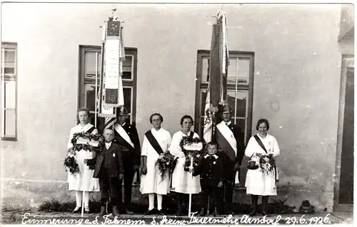 Arndorf, Fahnenweihe der Freiwilligen Feuerwehr 1926, ungebr. Foto-AK