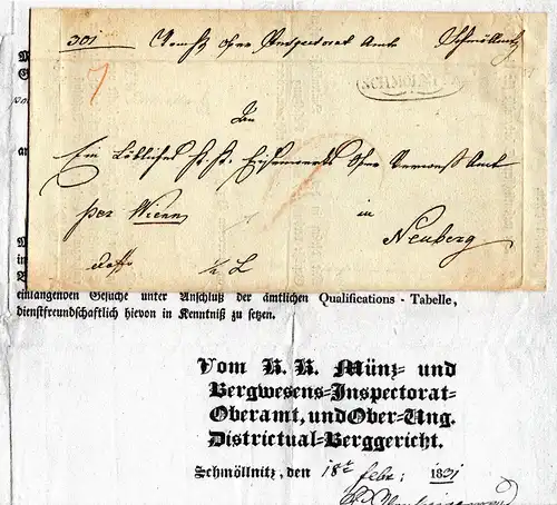 Österreich 1831, Zierstpl. SCHMÖLNITZ auf Brief m. gedrucktem Inhalt