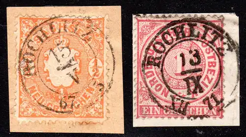 Sachsen 1/2 NGr. m. spätem Sachsen K2 ROCHLITZ + nachverwedet auf 1 Gr. NDP