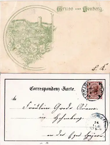 Österreich Böhmen, Gruss aus Neuberg, 1893 v. Asch gebr. Vorläufertype AK