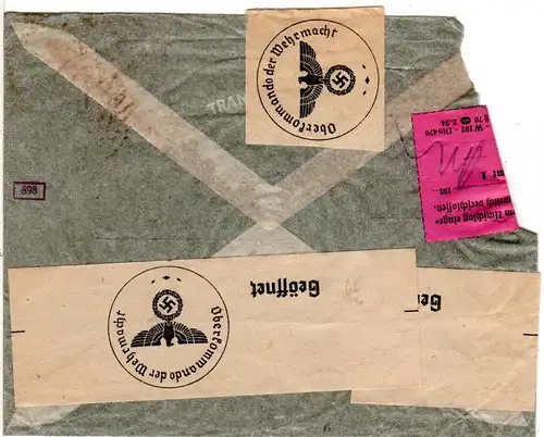 DR 1940, Brasilien Luftpost Zensur Brief m. Stuttgart PA 1 Verschluss Etikett