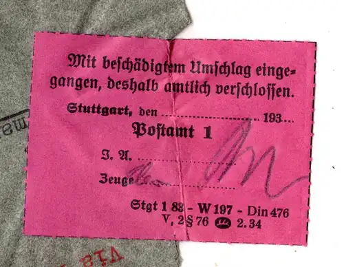 DR 1940, Brasilien Luftpost Zensur Brief m. Stuttgart PA 1 Verschluss Etikett