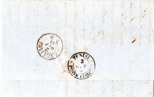 Italien 1864, 60 C. Brief  v. LIVORNO OFF. DEL PORTO n. Tunesien.  