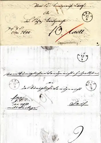 Bayern, Fingerhut Stpl. LAUF u. innen ROTH auf doppelt verwendetem Brief 