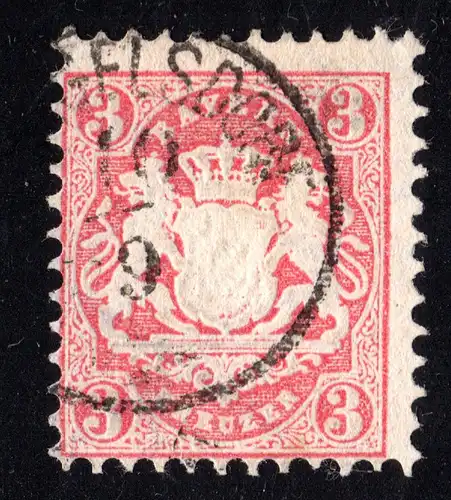 Bayern, Zierstempel SIEGELSDORF auf 3 Kr. rot. Geprüft.