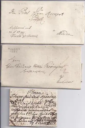 Preussen 1767/81, Minden, Warendorf, Schildesche, 3 frühe kpl. Brief m. Inh.#597
