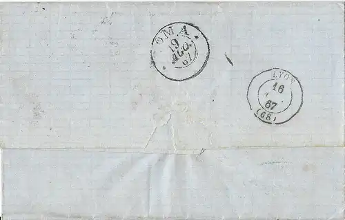 Frankreich 1867, Schiffspost Brief "Civitavecchia per Mare" i.d. Kirchenstaat. 