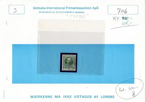 Dänemark, besserer Sternstempel TODBÖL zart aber klar auf 5 öre.