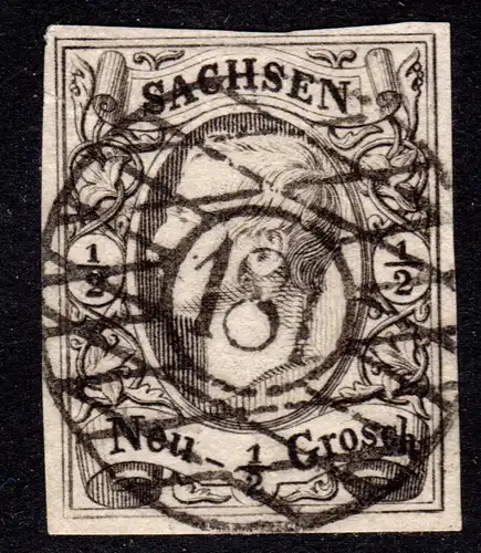 Sachsen, 1/2 NGr. m. Nr.-Stpl. 181 ROTHENKIRCHEN