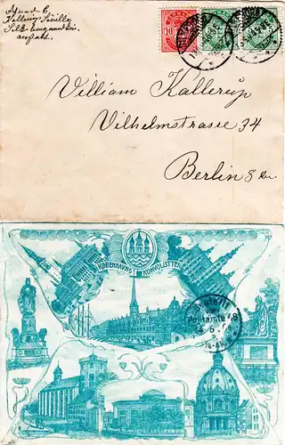 Dänemark 1904, 10+Paar 5 öre auf attraktivem Bilder Brief v. Kopenhagen 