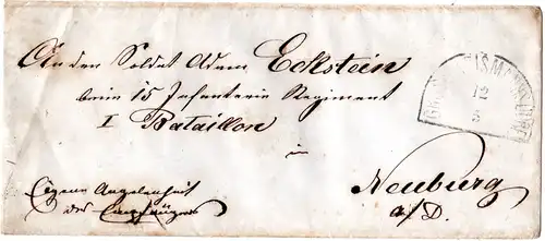 Bayern, HKS GROSSWEISSMANNSDORF auf portofreiem Soldatenbrief n. Neuburg