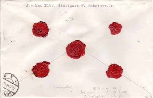 1948, 2 Mk.+8 Pf. auf portorichtigem Wertbrief v. Stuttgart.