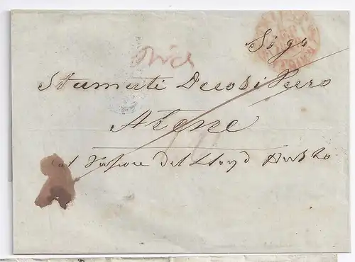 Österreich Griechenland 1849, Teil Franko Brief v. Triest n. Athen. #1018