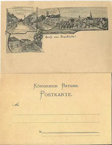 Bayern, ca. 1888, ungebr.  AK-Vorläufer Gruß aus Teuschnitz