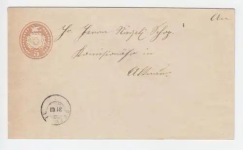 Schweiz 1870, Zwerg Stpl. DOZWEIL (Dozwil) auf 5 C. Ganzsache Brief