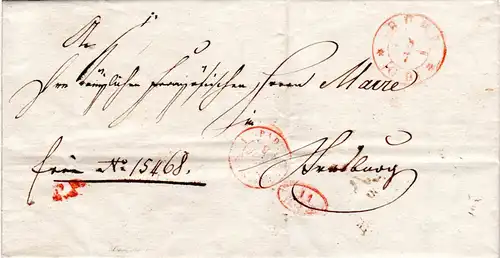 Baden 1840, Dienst Auslands Brief v. BÜHL m. PP u. 11 AED n. Frankreich