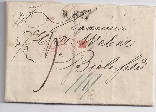Preussen 1811, Düsseldorf, Falt Brief m. rot "102 Bonn" u. RNo1n. Bielefeld.#30