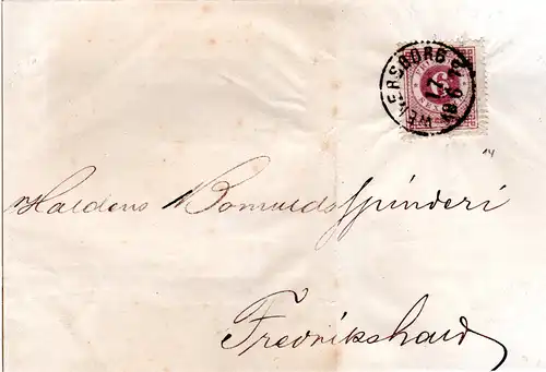 Schweden 1872, EF 6 öre auf Drucksache v. Wenersborg n. Norwegen. (Facit 2500)