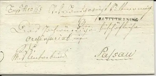 Bayern 1825, L1 R.4. TITTMANING (Tittmoning) auf Brief n. Passau.
