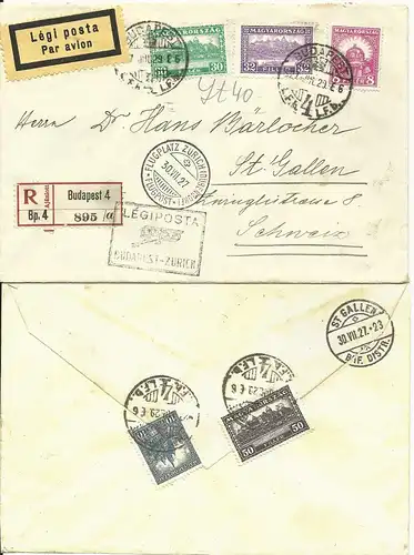 Ungarn - Schweiz 1927, Erstflug Brief Budapest-Zürich. (SLH 200.-SFr.)