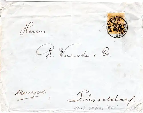 Belgien 69, 1 Fr. orange m. perfin E Co, EF auf Brief v. Anvers n. Deutschland.