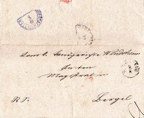 Bayern 1873, kl. Einkreiser WINDSHEIM (Type I) auf Brief n. Bergel
